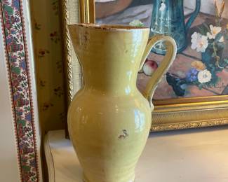 Large Yellow Distressed Pitcher Pottery - 17" T - $147.00