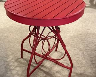 Round Red Wood Side Table 26 x 24 in. - $98.00