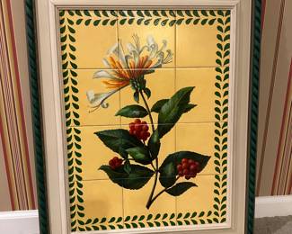 Floral Botanical Tile Framed Art 30" x 24.5" - $400.00