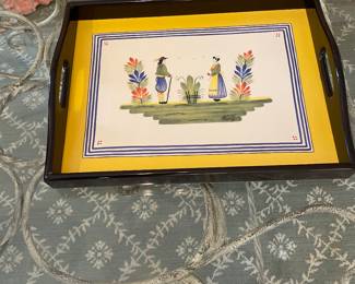 Pierre Deux -French Quimper Design Wood Serving Tray - 16.5" x 12.5" - $58.00