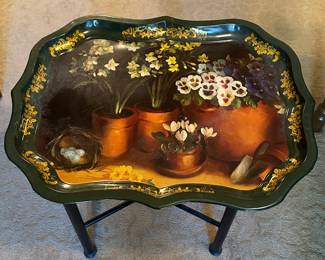 Ian Logan London English Tole Tray table Painting by Lucy Neil - $125.00 