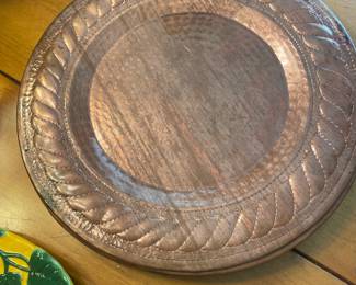 Vintage Rose Ann Hall Copper Charger Plate, 13" Handcrafted Decor - Set of 6 - $48.00