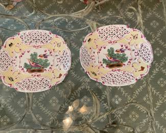 Pair of Chelesa House Pheasant & Butterfly Pierced Decorative Pierced Trays - 12" x 10" -$142.00