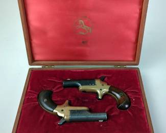 Colt Thuer 3rd Model .41 RF Derringer Pistols SN# 29020 And 33345, Serial Numbers Are Under Grips, Walnut Grips, In Display Box
