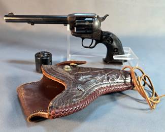 Colt Peacemaker .22 LR 6-Shot Revolver SN# G39305, Single Action, With Extra .22 Mag Cylinder, In Leather Holster 