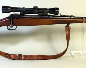 Savage 110 30-06 Cal Bolt Action Rifle SN# 5899, Weaver Marksman 4x Scope, Leather Sling 