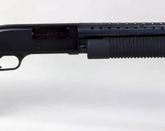 Mossberg 500A 12 ga Pump Shotgun SN# L587124, Special Purpose 8-Shot, Heat Shield, For 2 3/4" And 3" Shells, 24" Bbl, Butler Creek Folding Stock, Paperwork, With Vudu Tactical Quick Draw Scabbard, In Box 
