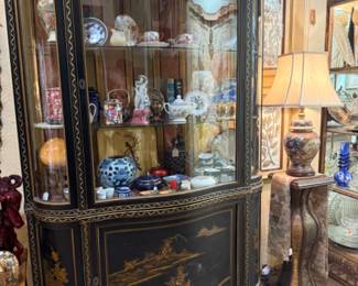 Gorgeous Curio Cabinet with handpainted three dimensional detail