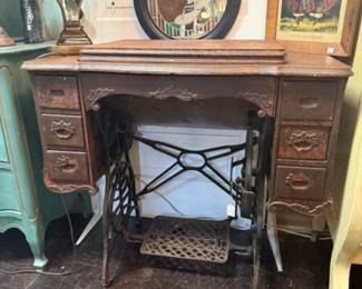 Minnesota Model A treadle sewing machine and cabinet (sewing machine inside is non functioning)