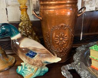 Beautiful copper vase, unique candlestick, vintage duck planter