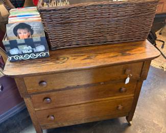 solid wood dresser, and lots of vintage records