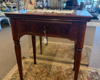 Beautiful repurposed solid wood sewing cabinet to side table 