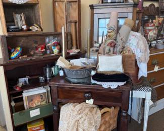 Solid wood end table, decor, candlesticks
