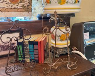 Vintage easels, Vintage hand painted 3-way hurricane lamp