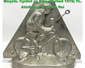 Lot 2301 Vintage Chocolate Mold. Rider on Bicycle. Cyclist on Bike. Marked 1519 TL. Attributed to Anton Rei