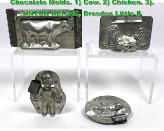 Lot 2282 Collection 4pc Confectionary Chocolate Molds. 1 Cow. 2 Chicken. 3. ANTON REICHE, Dresden Little B