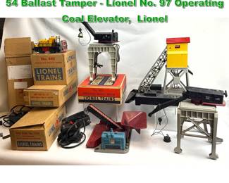 Lot 2361 Lionel operating accessories and 54 Ballast Tamper Lionel No. 97 Operating Coal Elevator, Lionel 