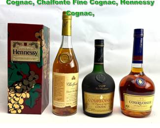 Lot 2387 4 Bottle Cognac. Courvoisier Cognac, Chalfonte Fine Cognac, Hennessy Cognac, 