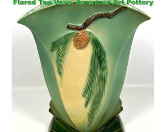 Lot 2080 Roseville Green Pinecone Tall Flared Top Vase. American Art Pottery
