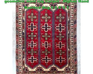 Lot 1847 6 6 X 9 3 Handknotted Turkish geometric wool rug Carpet. Afghan Hand Knotted Rug 6 6 X 9 3 