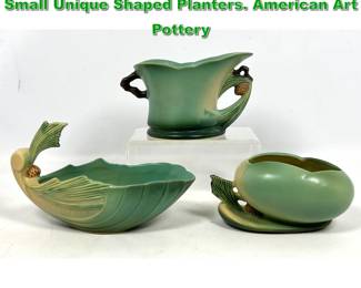 Lot 2062 3pcs Roseville Green Pinecone Small Unique Shaped Planters. American Art Pottery