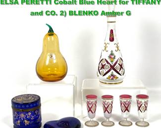 Lot 2237 Mixed Collection Colored Glass. ELSA PERETTI Cobalt Blue Heart for TIFFANY and CO. 2 BLENKO Amber G