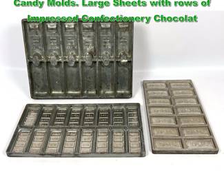 Lot 2264 3pc Vintage Metal Sheet form Candy Molds. Large Sheets with rows of Impressed Confectionery Chocolat