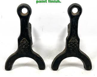Lot 1812 Pr Heavy Cast iron Andirons. Black paint finish. 