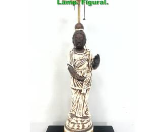 Lot 2207 James Mont Style Buhda Ceramic Lamp. Figural.