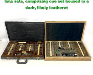 Lot 2326 2 Cases antique optometrist s trial lens sets, comprising one set housed in a dark, likely leatheret