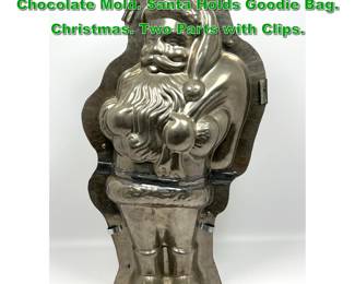Lot 2313 Vintage Figural Santa Claus Chocolate Mold. Santa Holds Goodie Bag. Christmas. Two Parts with Clips.