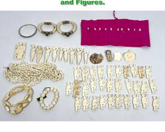 Lot 2147 Large lot Asian Carved Jewelry and Figures. 