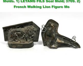 Lot 2315 2pc Vintage French Chocolate Molds. 1 LETANG FILS Seal Mold 3709. 2 French Walking Lion Figure Mo