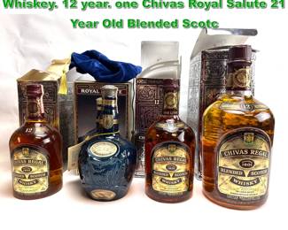 Lot 2371 4pcs Scotch Whisky. Chivas Regal Whiskey. 12 year. one Chivas Royal Salute 21 Year Old Blended Scotc
