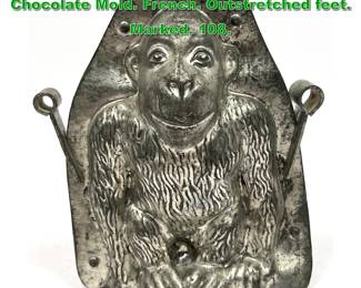 Lot 2296 Vintage LETANG FILS Monkey Chocolate Mold. French. Outstretched feet. Marked. 108. 