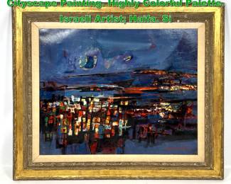 Lot 2190 ZVI MAIROVICH Vintage Coastal Cityscape Painting. Highly Colorful Palette. Israeli Artist Haifa. Si