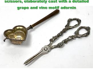 Lot 2173 2pcs sterling Silver. Grape scissors, elaborately cast with a detailed grape and vine motif adornin