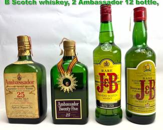 Lot 2381 4pcs Scotch Whisky. 2 Bottle J and B Scotch whiskey, 2 Ambassador 12 bottle, 