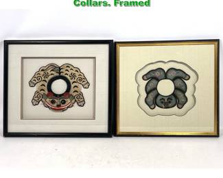 Lot 2021 2pcs Vintage Asian embroidered Collars. Framed 