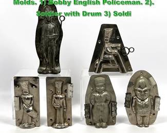 Lot 2281 Collection 6 Vintage Figural Metal Molds. 1 Bobby English Policeman. 2. Soldier with Drum 3 Soldi