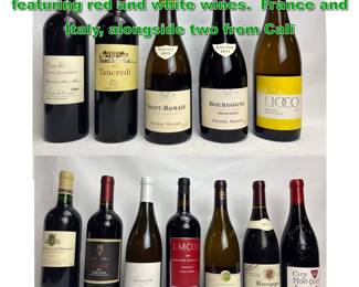 Lot 2391 12pcs 750ml wine bottles, featuring red and white wines. France and Italy, alongside two from Cali