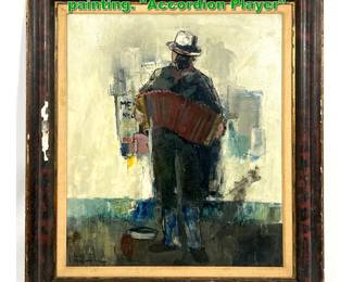 Lot 2039 JAN RIJLAARSDAM Oil on canvas painting. Accordion Player