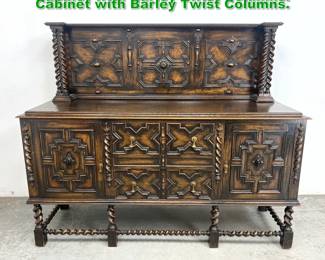 Lot 1800 Large Jacobean Style Sideboard Cabinet with Barley Twist Columns. 