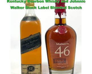 Lot 2400 2 Bottles whiskey. Maker s 46 Kentucky Bourbon Whisky and Johnnie Walker Black Label Blended Scotch
