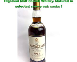 Lot 2376 Macallan 1983 18 Year Old Single Highland Malt Scotch Whisky. Matured in selected sherry oak casks f