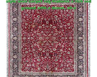 Lot 1861 9 1 X 12 8 Handknotted Kashan style area carpet rug features a rich red ground with a dense, allo