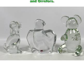 Lot 2241 3pcs Crystal Animals. Zanetti Italy and Orrefors. 