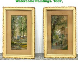 Lot 2137 Pair EDMUND DARCH LEWIS Watercolor Paintings. 1887, 
