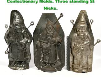Lot 2292 3pc Vintage Santa Claus Chocolate Confectionary Molds. Three standing St Nicks. 