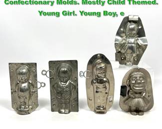 Lot 2277 Collection 5pc Vintage Chocolate Confectionary Molds. Mostly Child Themed. Young Girl. Young Boy, e